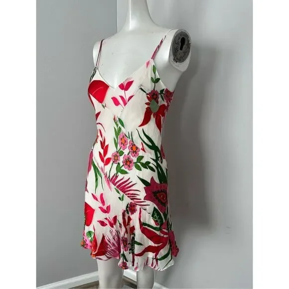 CULT GAIA Zarima floral-print devoré-chiffon silk-blend mini slip dress S $518